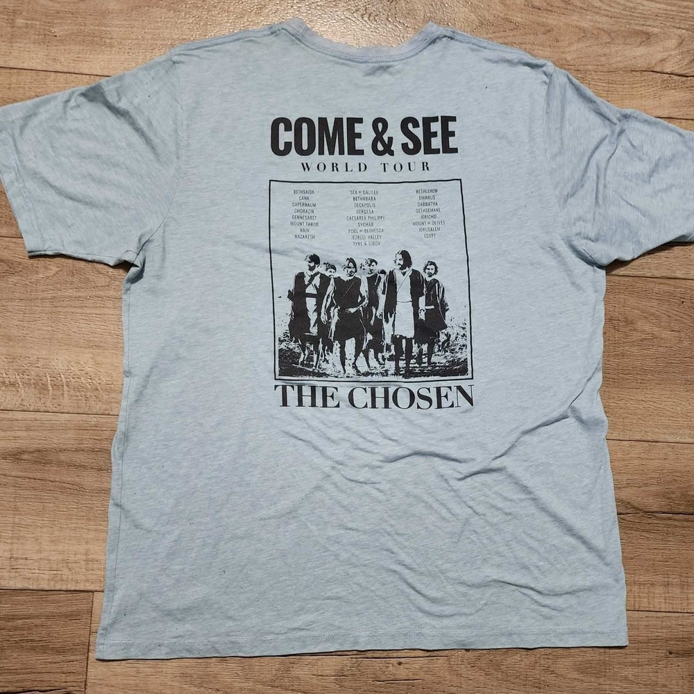 The Chosen Come & See World Tour T-Shirt Mens Blue Heather Graphic Tee XL